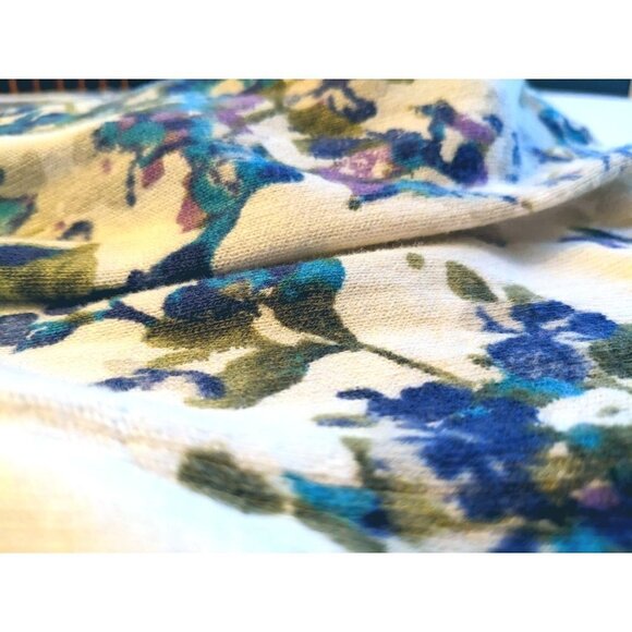 J. Jill Floral Cardigan Cream Purple Button Up 3/4 Sleeve Flared Hem Size S - Picture 5 of 8